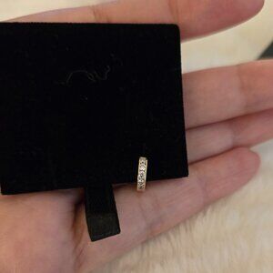 Solid 14k lab diamond 10mm huggie single hoop